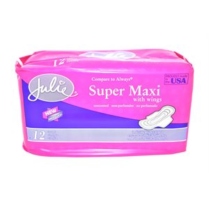 JULIE MAXI PAD SUPER + WINGS 12CT EA