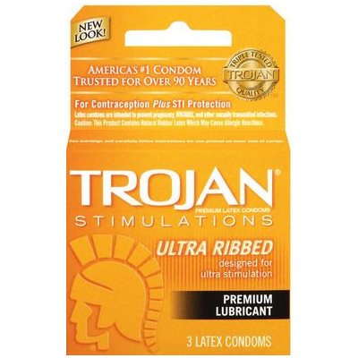 TROJAN GOLD RIBBED 3PK