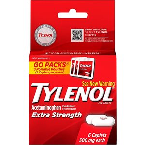 TYLENOL X / S CAPLET CARD 2PK / 6CT