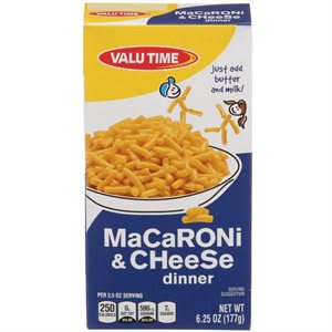 VALUE TIME MAC & CHEESE 6.25OZ EA