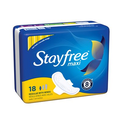 STAYFREE MAXI REGULAR W / WINGS 18CT