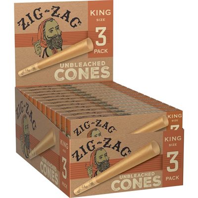 ZIG ZAG PAPERS CONE KING UNBLEACHED 3CT