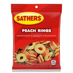 SATHER PEACH RINGS 3.75OZ / 12CT