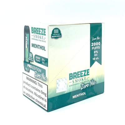 BREEZE PRO ZERO NIC- MENTHOL 10CT