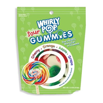 WHIRLY POP SOUR GUMMIES STANDUP BAG 7.5OZ