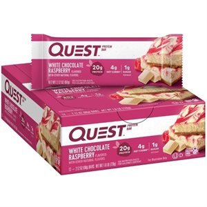 QUEST BAR WHITE CHOC. RASPBERRY 12CT