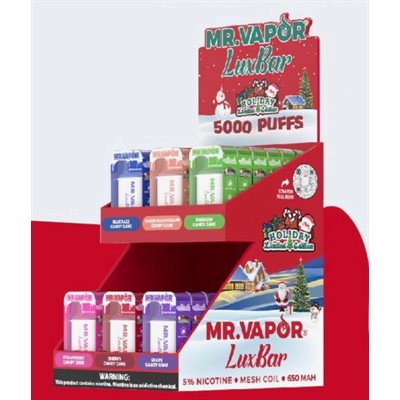 MR VAPOR LUXBAR CANDY CANE 6 FLAVOR DISPLAY