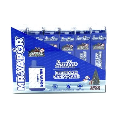 MR VAPOR LUXBAR BLUE RAZZ CANDY CANE 6CT