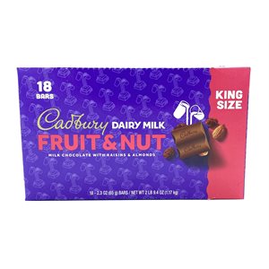 KING CADBURY FRUIT & NUT BAR 18CT