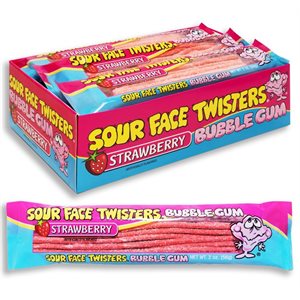 FACE TWISTERS SOUR BUBBLE STRAWBERRY 12CT