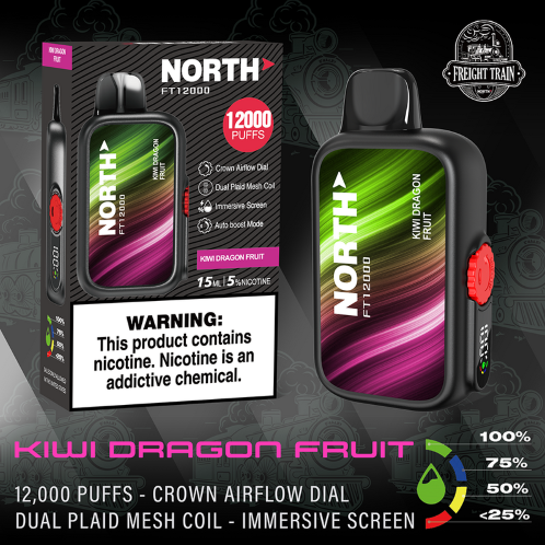 NORTH KIWI DRAGON FRUIT 12000 PUFF 10CT