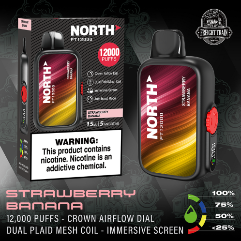 NORTH STRAWBERRY BANANA 12000 PUFF 10CT