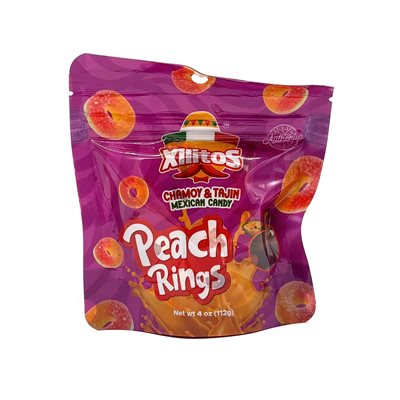 XILITOS MEXICAN CANDY PEG PEACH RINGS 4OZ